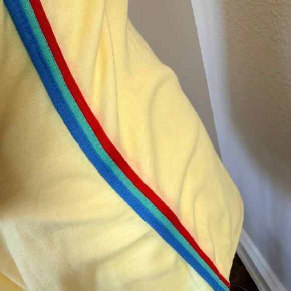VTG 70s Queens Way to Fashion Polo Shirt Yellow Colorblock Women’s L Preppy - Picture 7 of 10